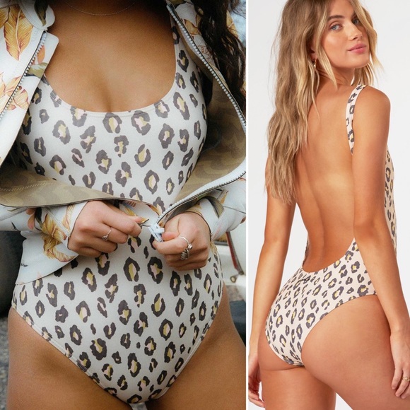 Billabong Other - Billabong One-Piece Animal Print Open Back Swimsuit